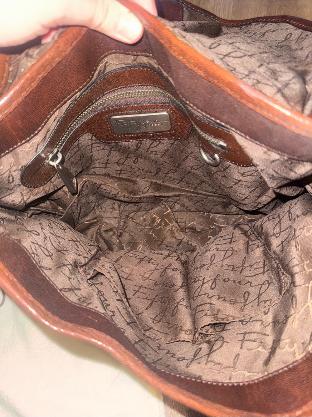 Fossil Fifty-Four Orange Suede & Brown Leather Shoulder Hobo Bag - Picture 3 of 4